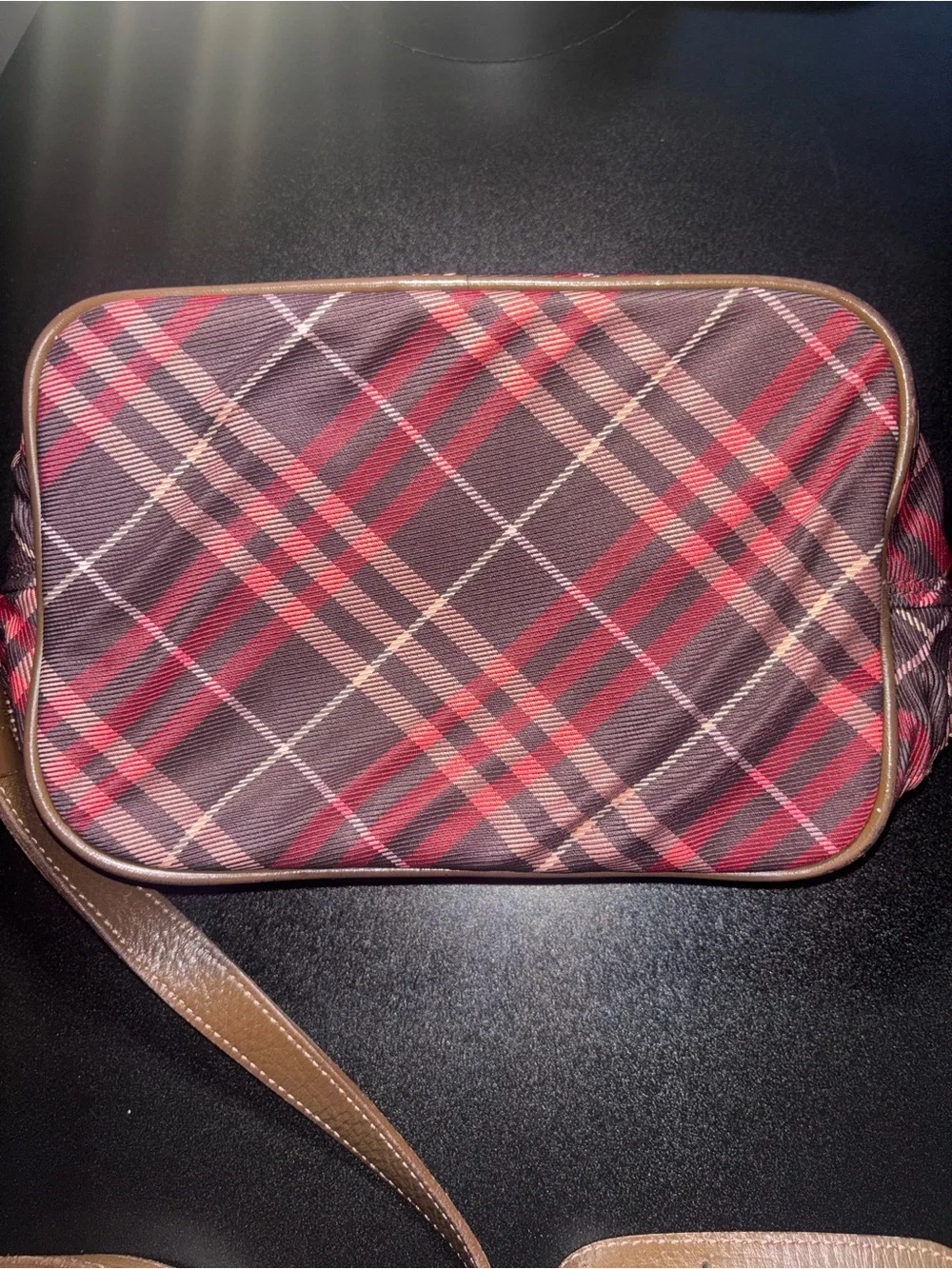Burberry Maroon Nova Check Camera Bag Crossbody Great Condition